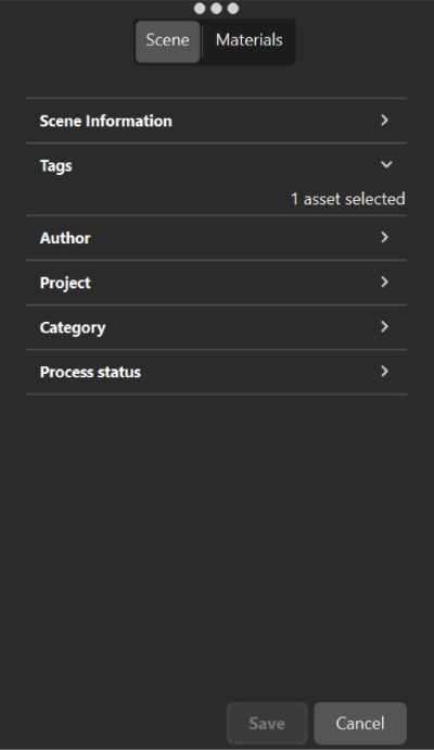 Tags Widget in KeyShot Studio